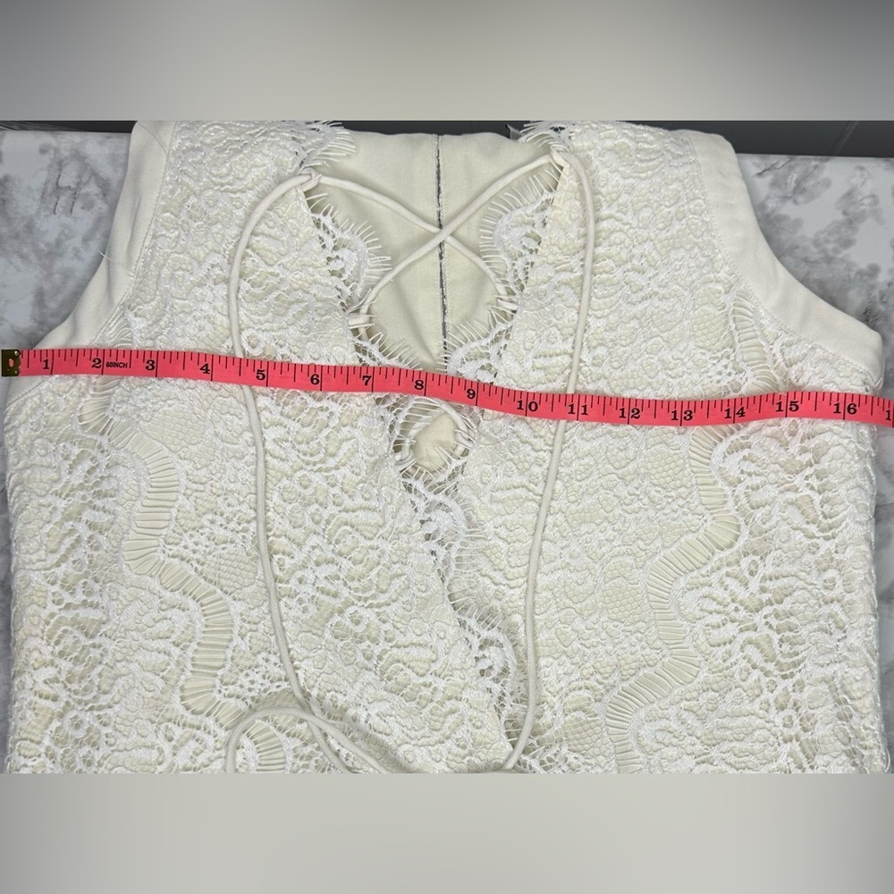 Lacy a line shift flapper Lace up front eyelash hem Suzanne dress by Adelyn Rae - Picture 4 of 8